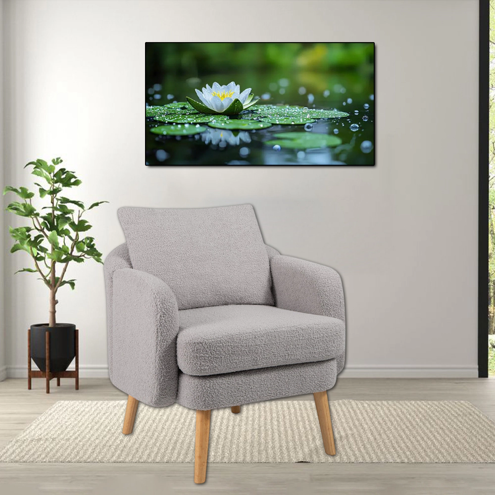 Hivvago Modern Sherpa Upholstered Accent Chair with Soft Seat Cushion for Living Room
