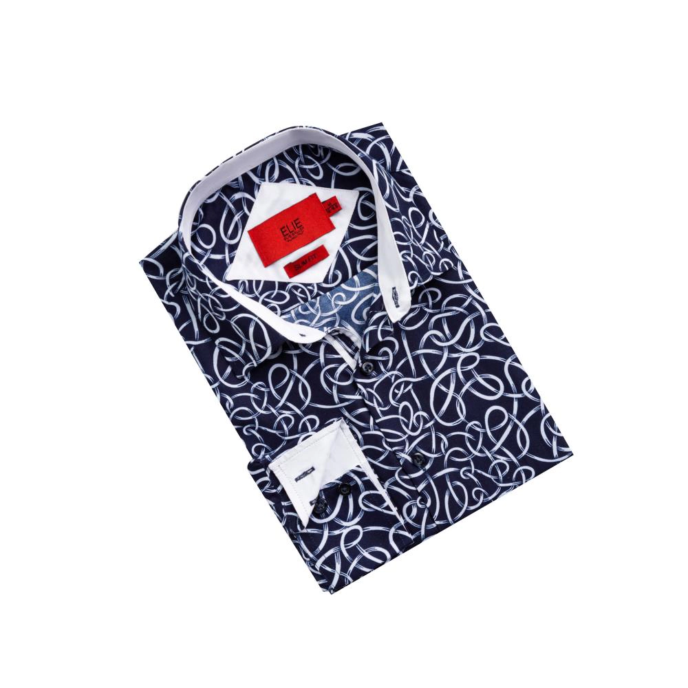 Elie Balleh Slim Fit Mens Swirl Print Shirt
