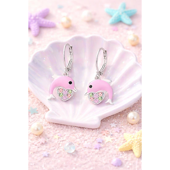 CHANTEUR Kids Sterling Silver Leverback Heart Earrings with Crystal Accents