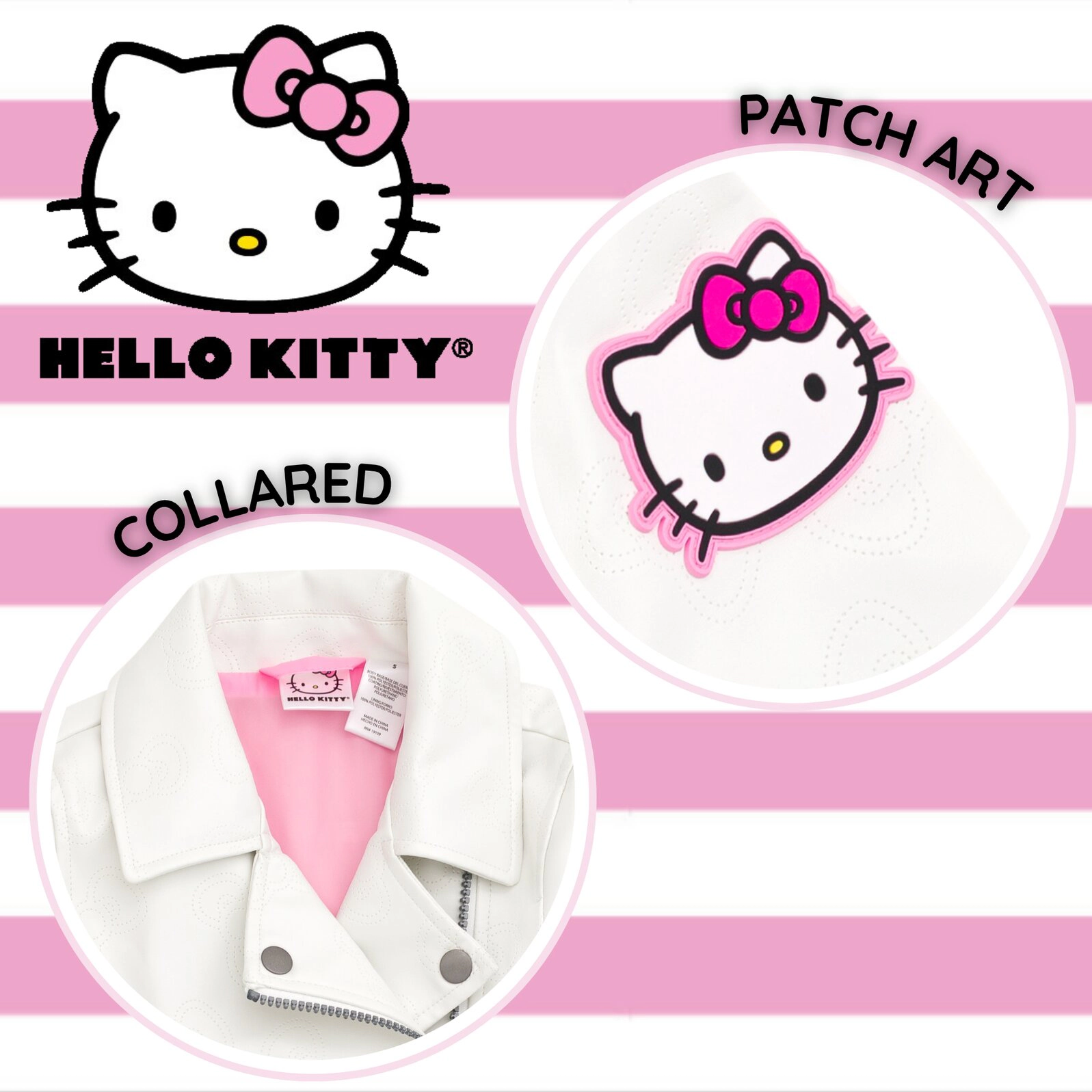 Hello Kitty Girls' Zip-Up Leather Jacket