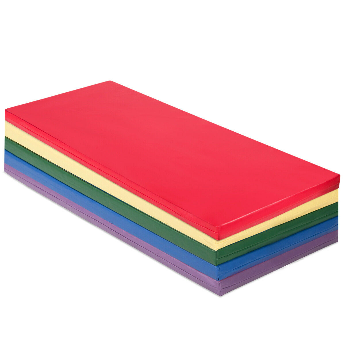 SUGIFT Set of 5 Rainbow 48-in Toddler Rest Nap Mats with 2-in High-Density Sponge Core and Name Tag Holder