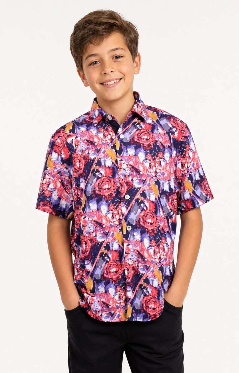 Elie Balleh Boys Slim Fit Paint Splash Shirt