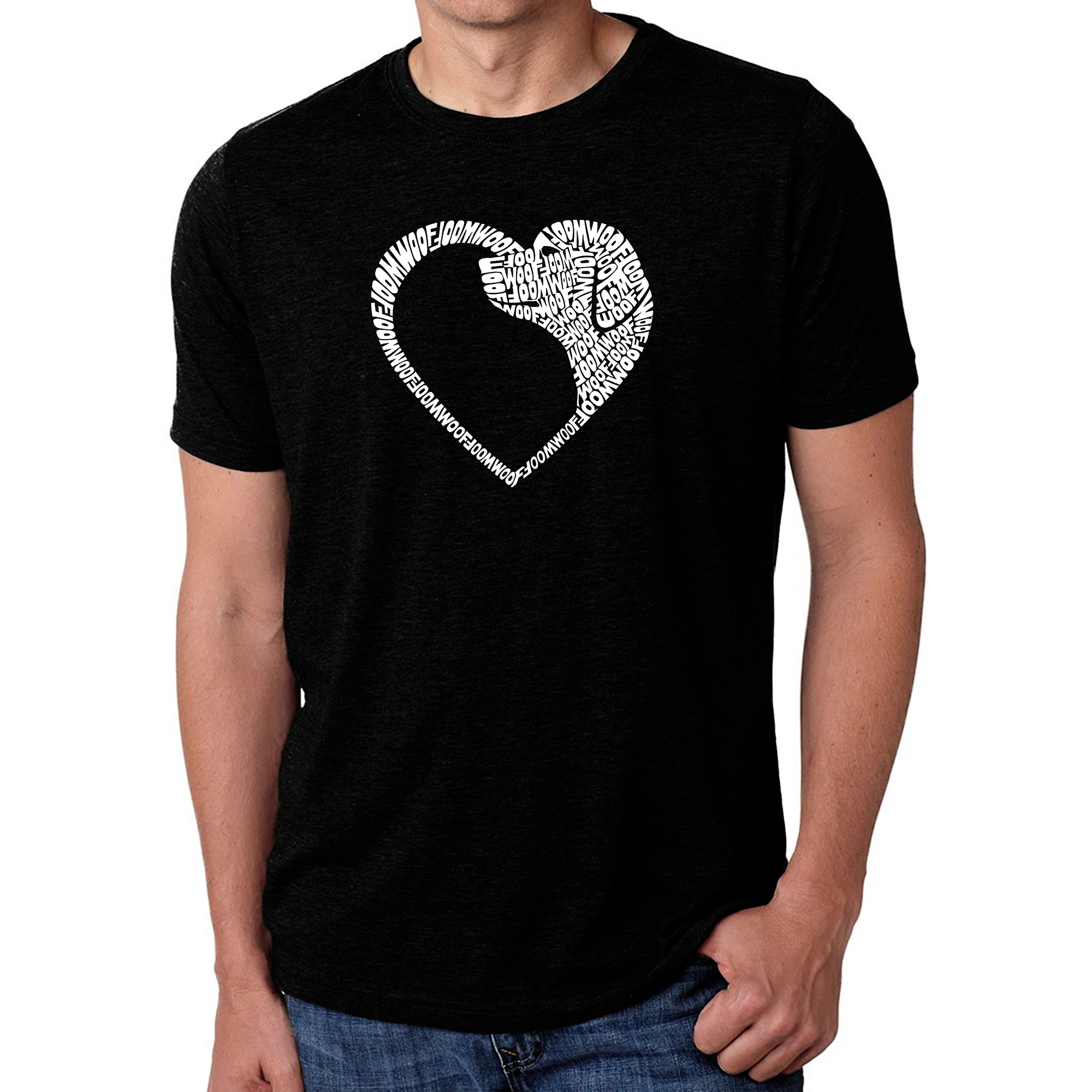 LA Pop Art Men's Cotton-Blend Word T-Shirt - Dog Heart
