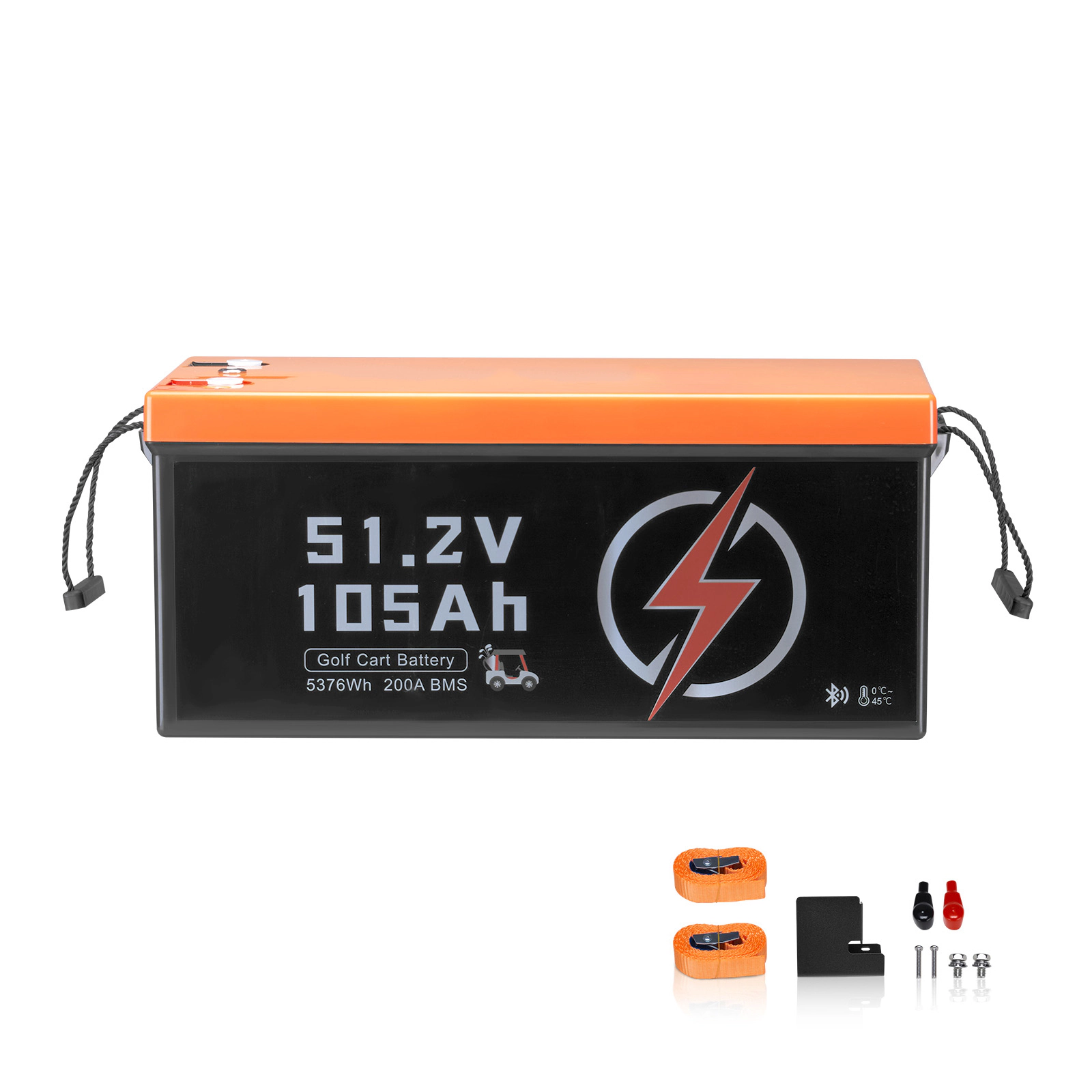 HONGGE 105Ah Golf Cart Lithium Battery Golf Cart Battery with 200A BMS LCD Monitor and Mobile APP LiFePO4 Battery with