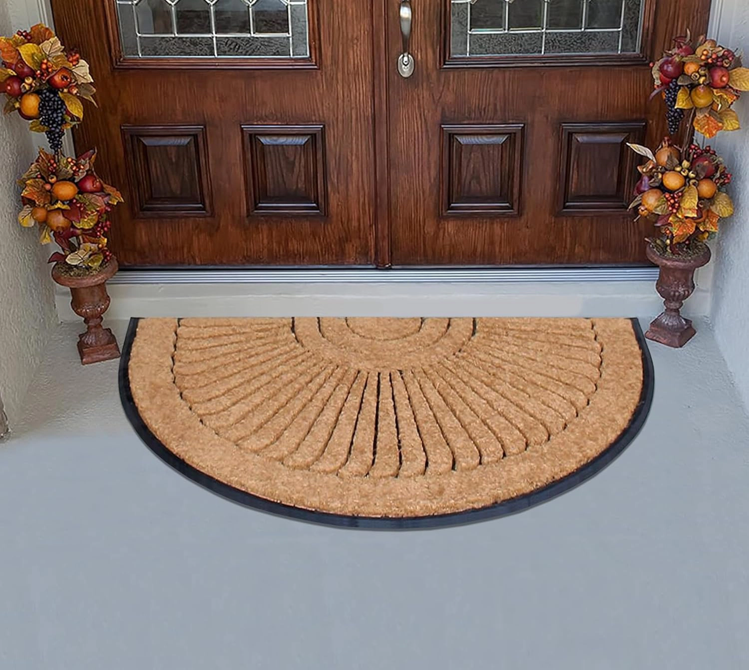 A1HC Half-Round Coir Door Mat 36x72 Inches Heavy Duty Non-Slip Durable Sunburst Semicircle