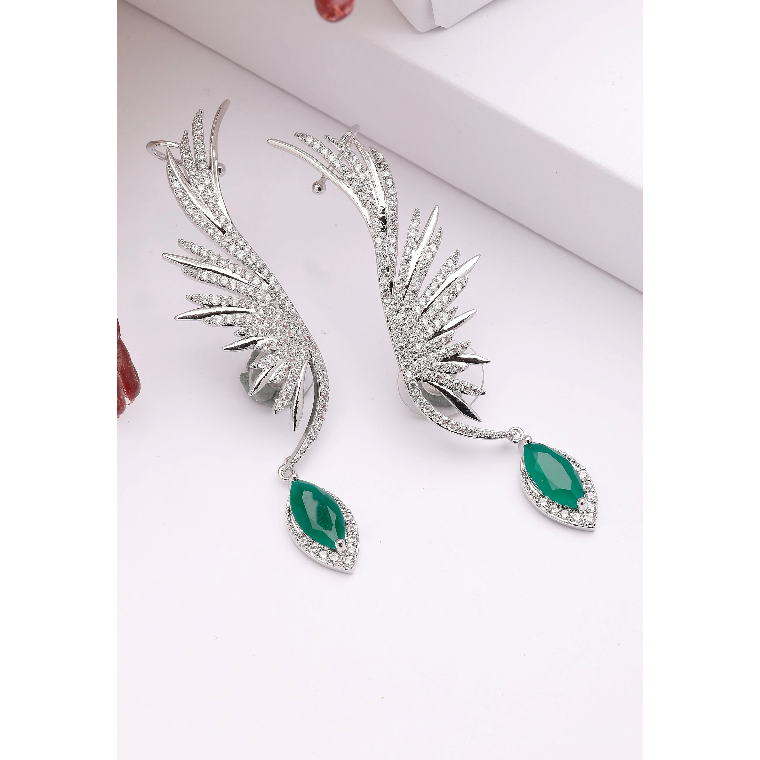 AGP PARIS Womens Diva Feather-Shaped Ear Drop Earrings