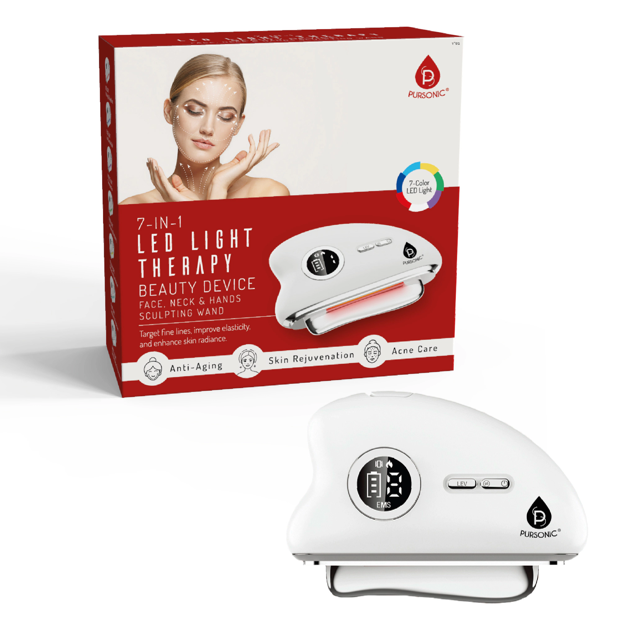 Pursonic Sculpt & Glow Set – Gua Sha Device, Red Light Sculptor & Facial Cleansing Brush