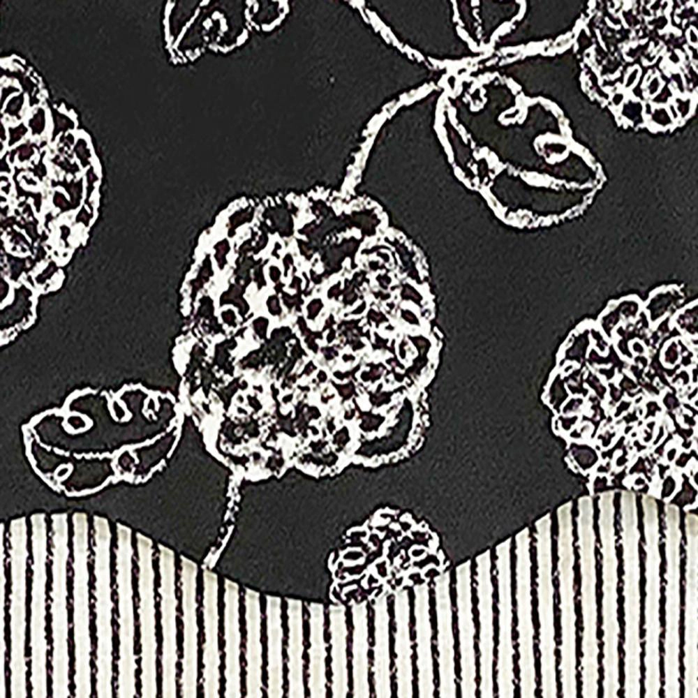 RLF Home Pouf Floral Glory Valance Black. 3" Rod Pocket, Layered. 50"W X 16"L
