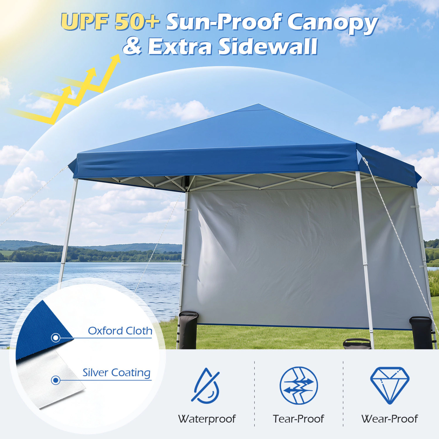 LJG 9 ft x Pop up Canopy Tent with 8 Ground Stakes 4 Wind Ropes and Carry Bag for Outdoor Party