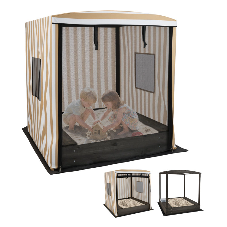 Hivvago Wooden Sandbox with Canopy for Children 3+ Years Old
