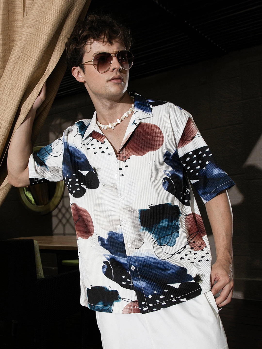 Campus Sutra Men's Abstract Blob Oversized Shirt