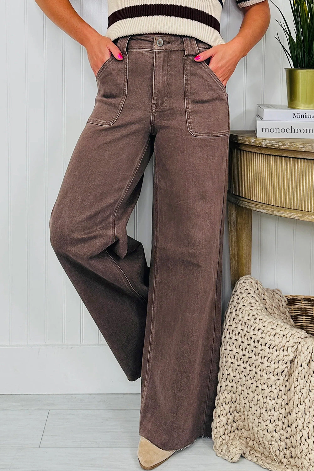 Threaded Pear Women's Elora Washed Patch Loose Jeans