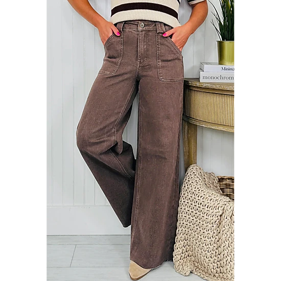 Threaded Pear Women's Elora Washed Patch Loose Jeans