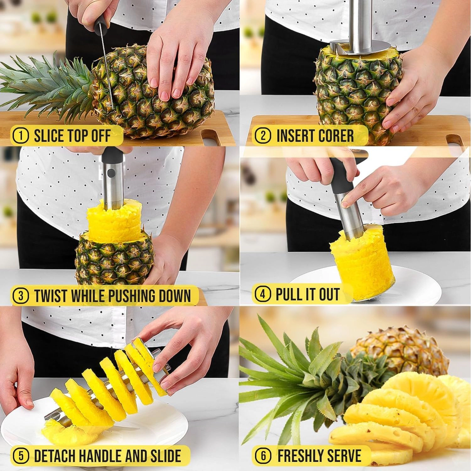 Zulay Kitchen Stainless Steel Pineapple Corer & Slicer + Eye Removal Tool