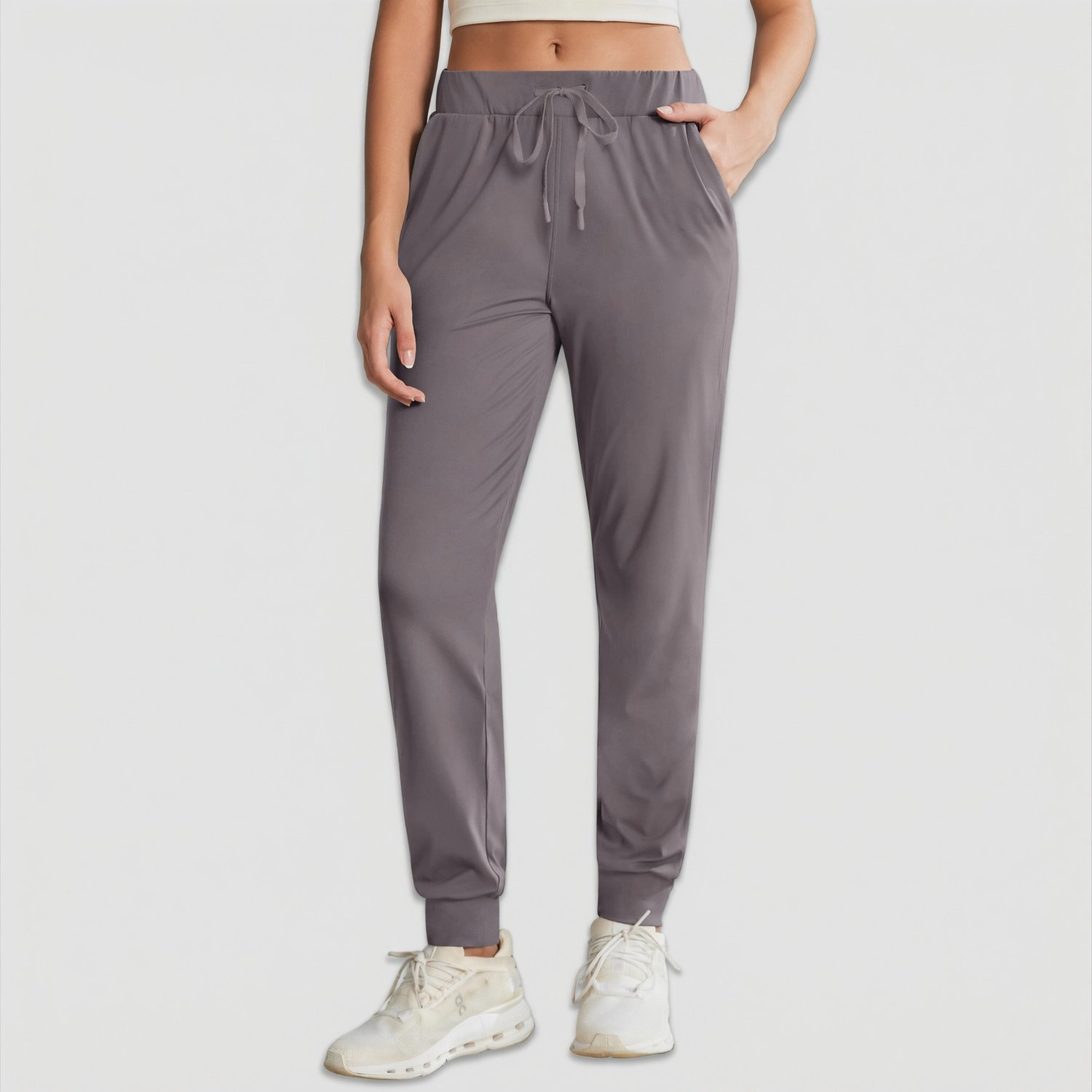 Pinspark Womens High Waist Jogger Pants Drawstring Pockets Tapered Casual Sweatpants