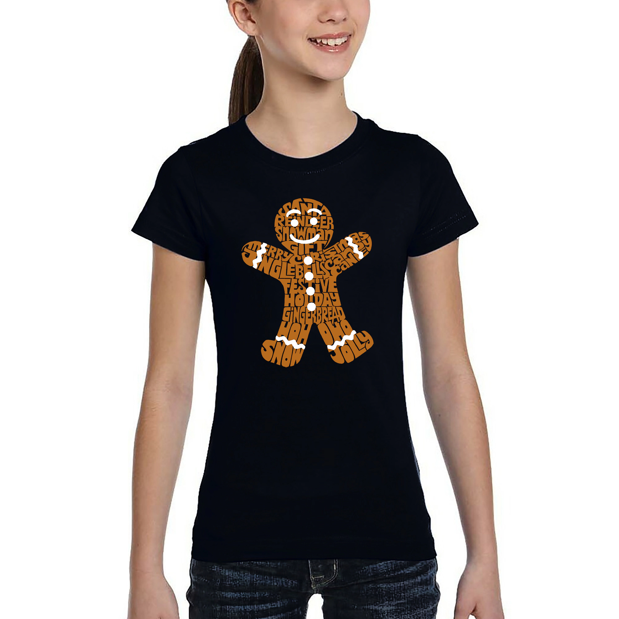 LA Pop Art Girls Word T-Shirt - Gingerbread
