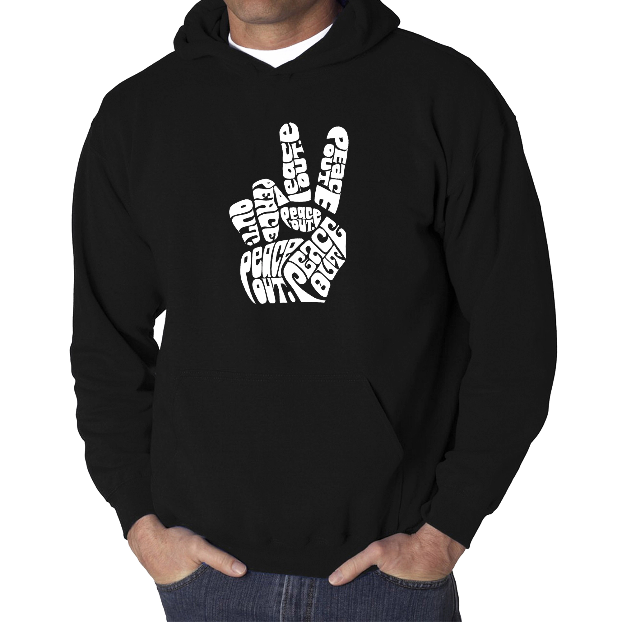 LA Pop Art Peace Out - Men's Word Hooded Sweatshirt