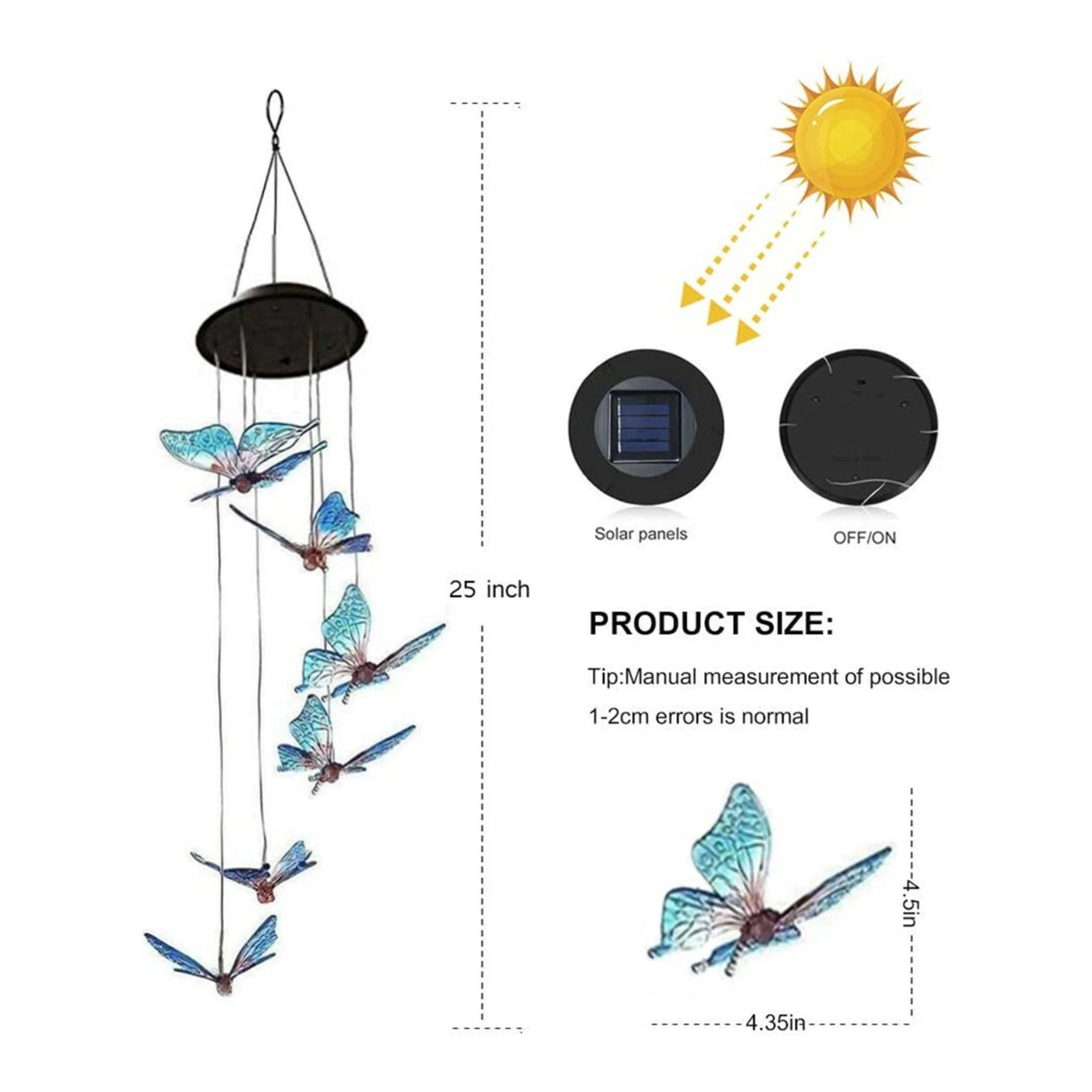 Home Collection Solar LED Color Changing Butterfly Wind Chime