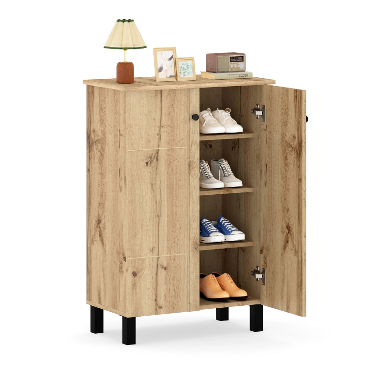 Hivvago 4-Tier Shoe Organizer With Removable Shelves And 2 Doors