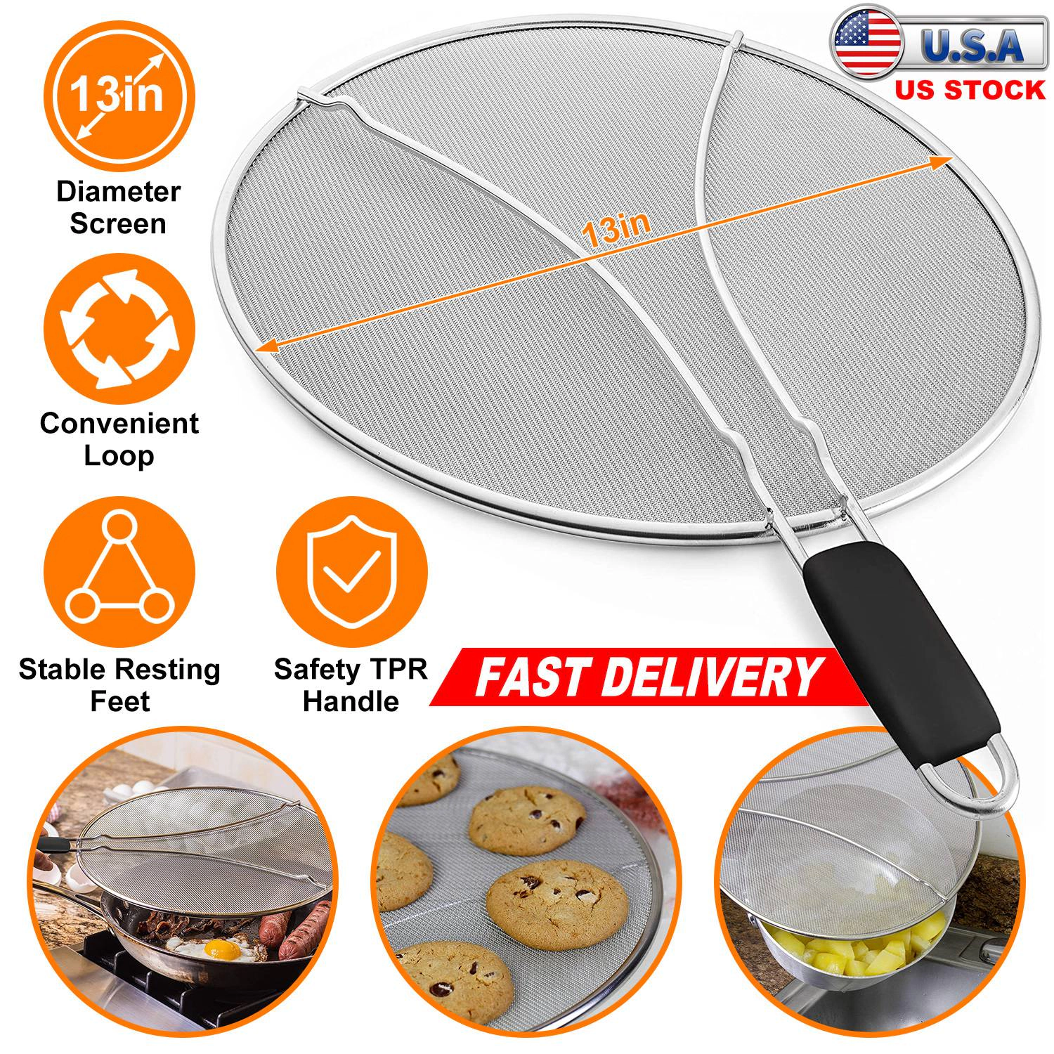 GBruno Stainless Steel 13-Inch Grease Splatter Screen