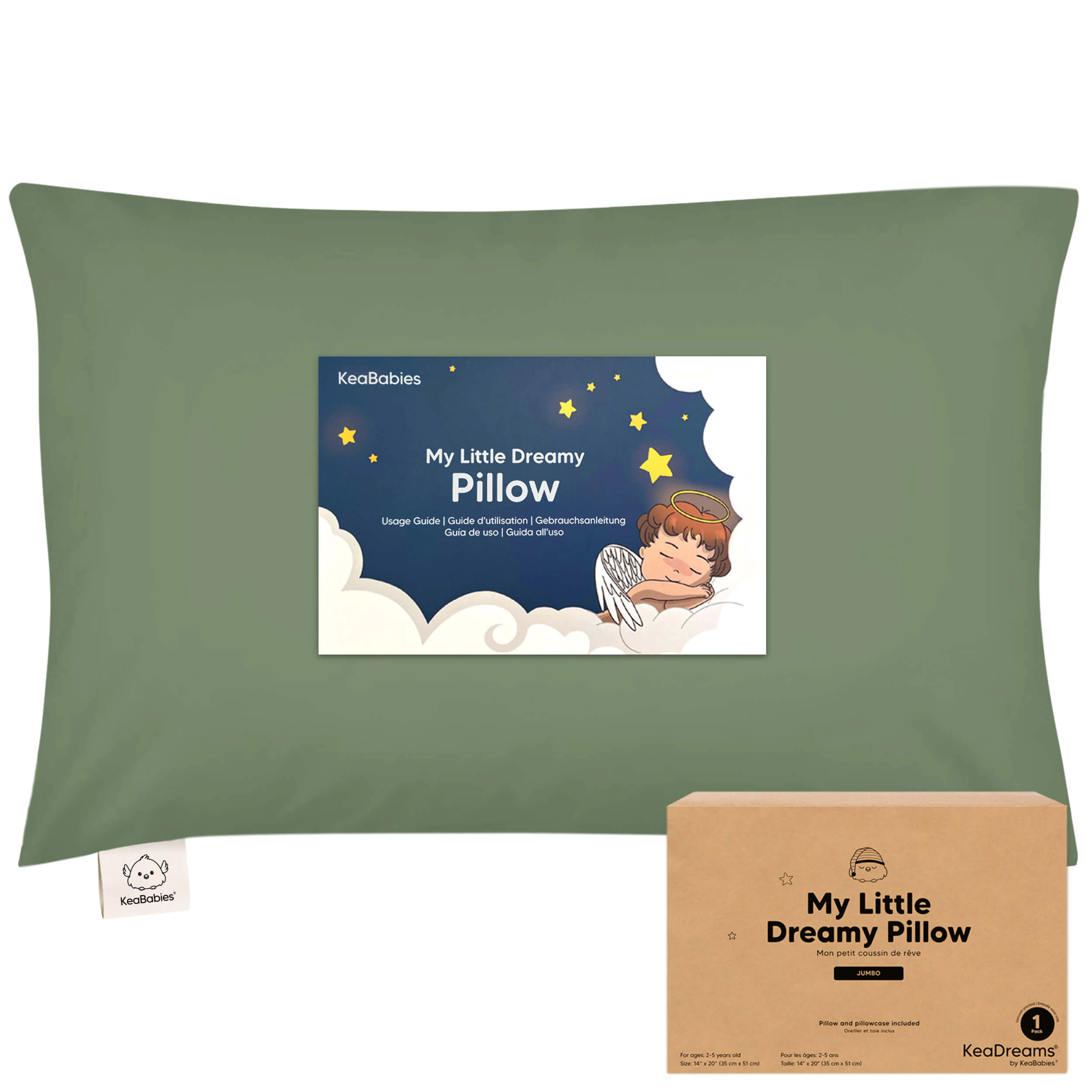 KeaBabies Jumbo Toddler Pillow with Pillowcase