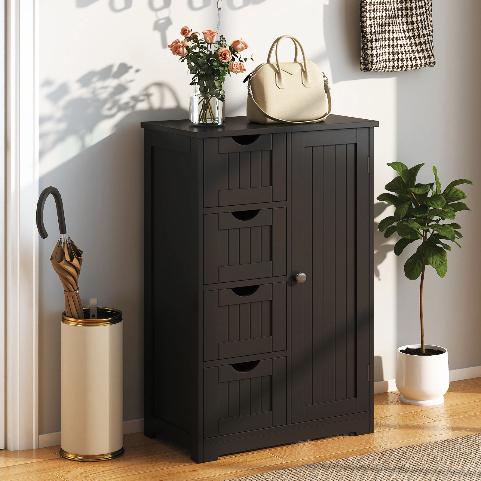 SlickBlue Freestanding Bathroom Floor Cabinet with 4 Drawers and Storage