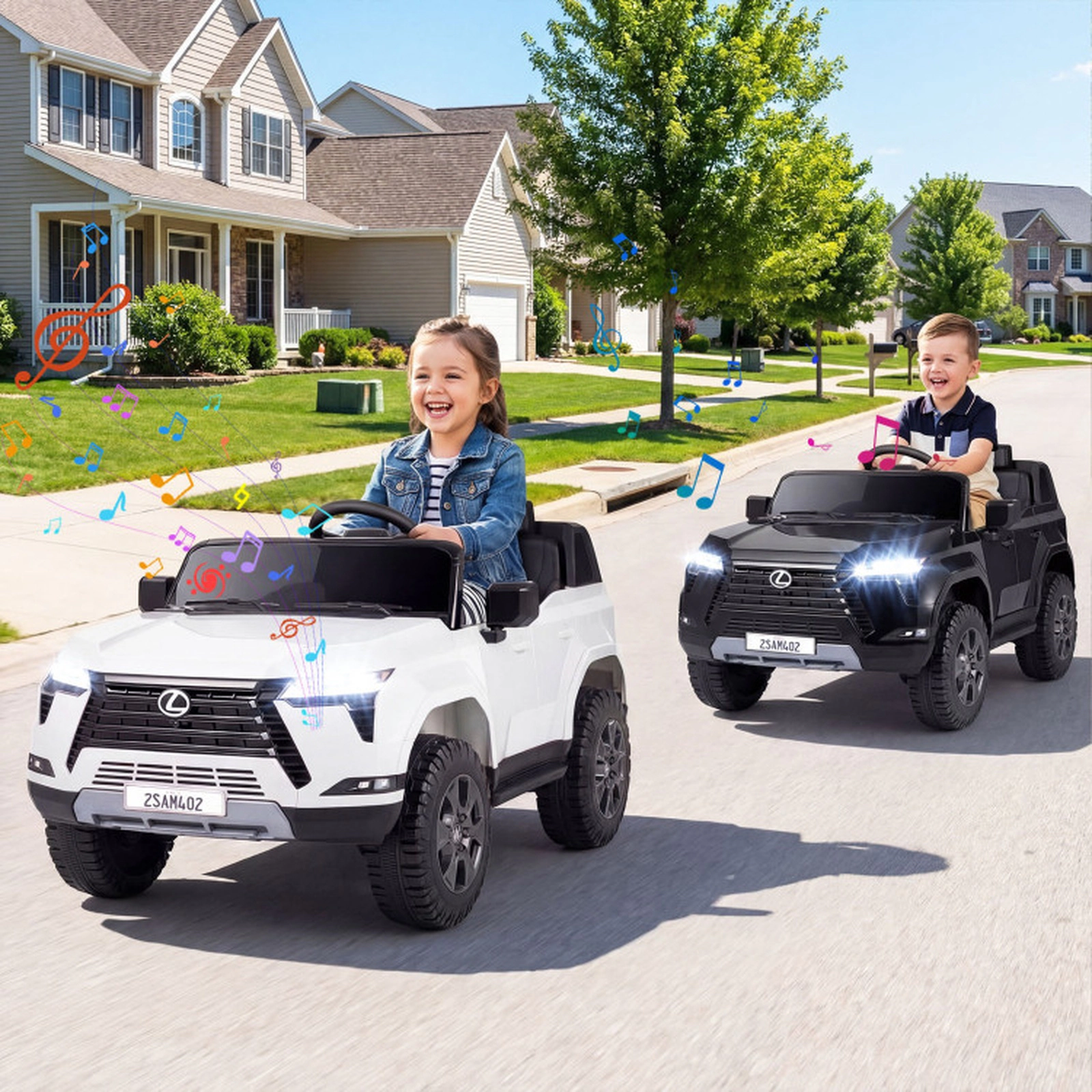 SUGIFT 24V 4WD Licensed LEXUS GX550 Ride-On Car with Remote 110-lb Capacity Ages 3+ Electric Vehicle White