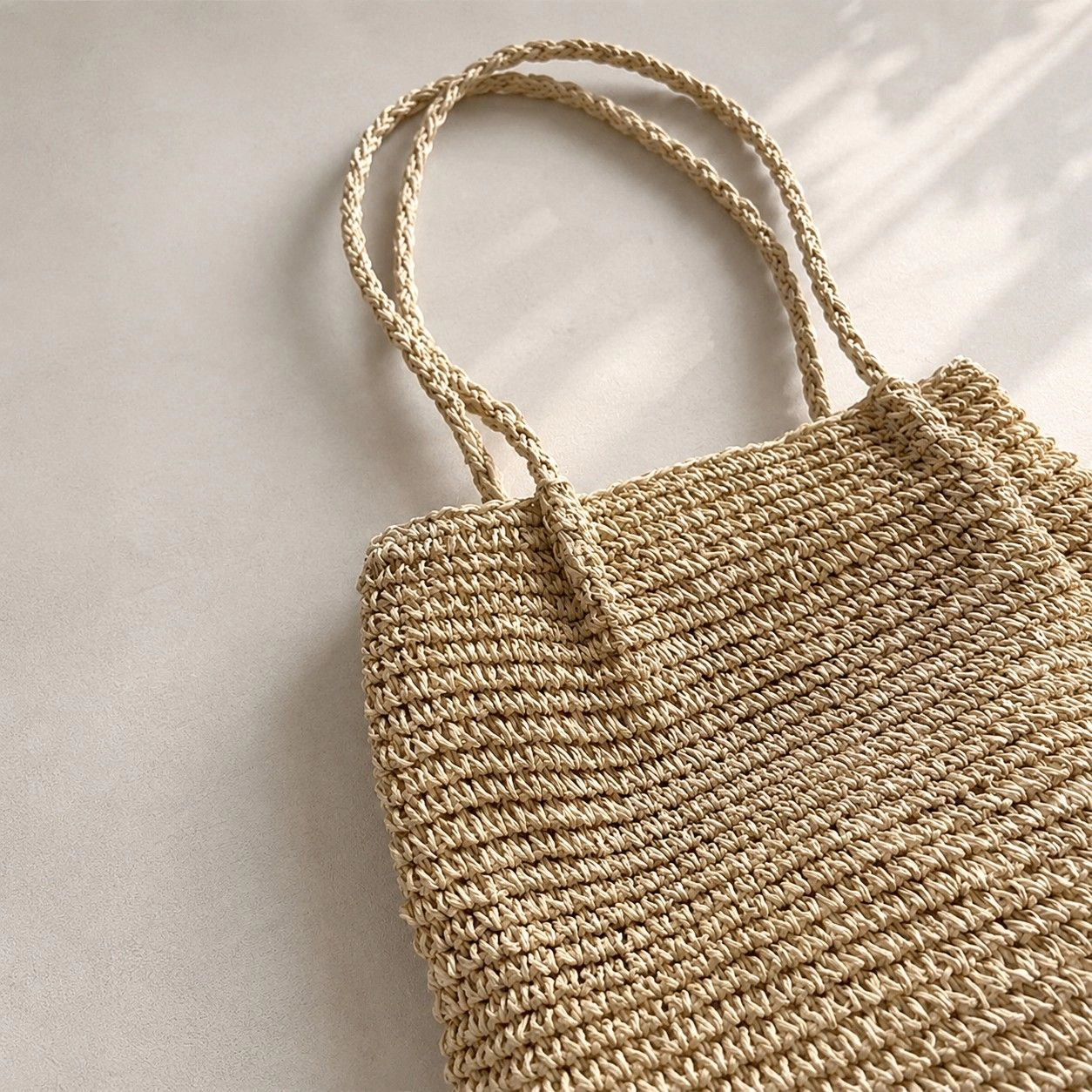 Alilang Women's Soft Woven Shoulder Tote Bag with Zip Top and Double Handles, Beige