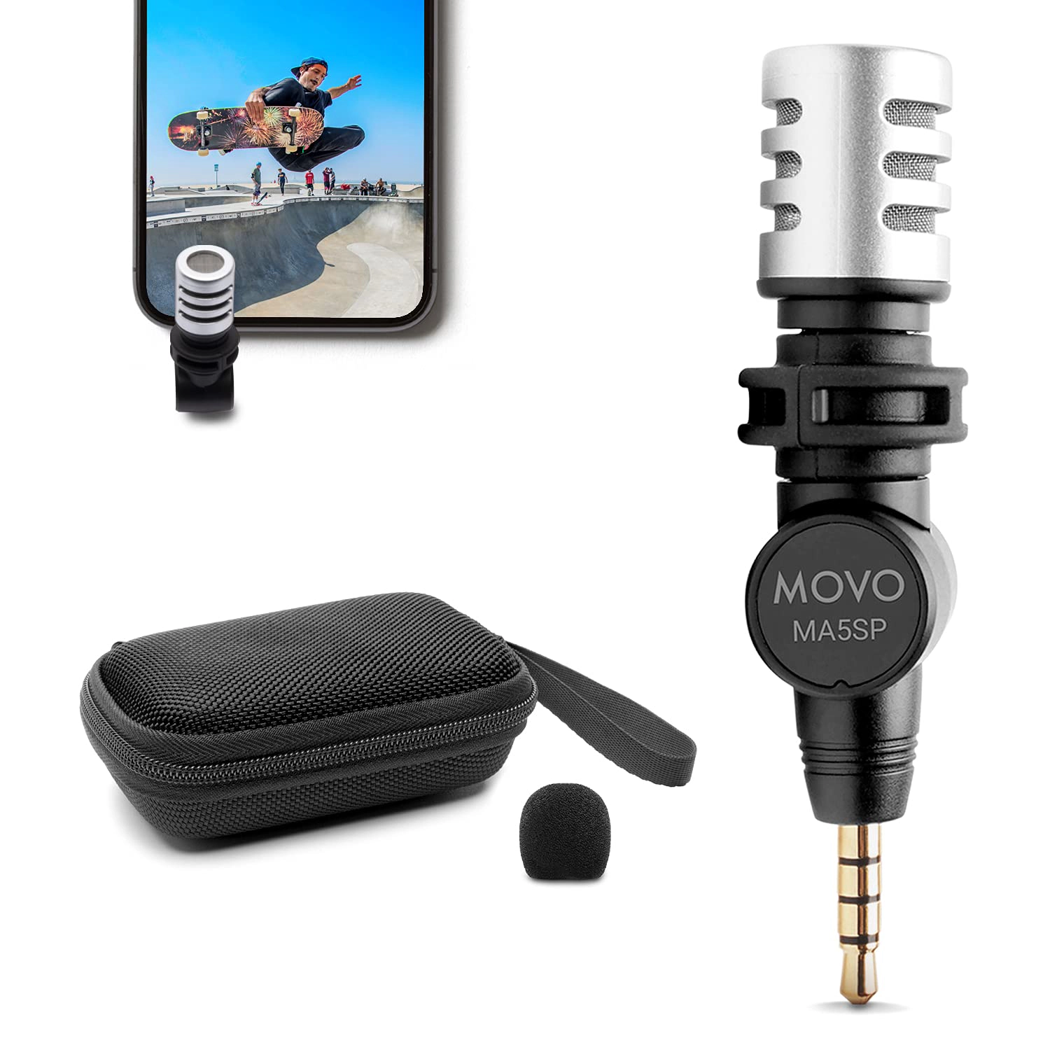 Movo MA5SP 3.5mm TRRS Shotgun Microphone for iPhone or Android Devices