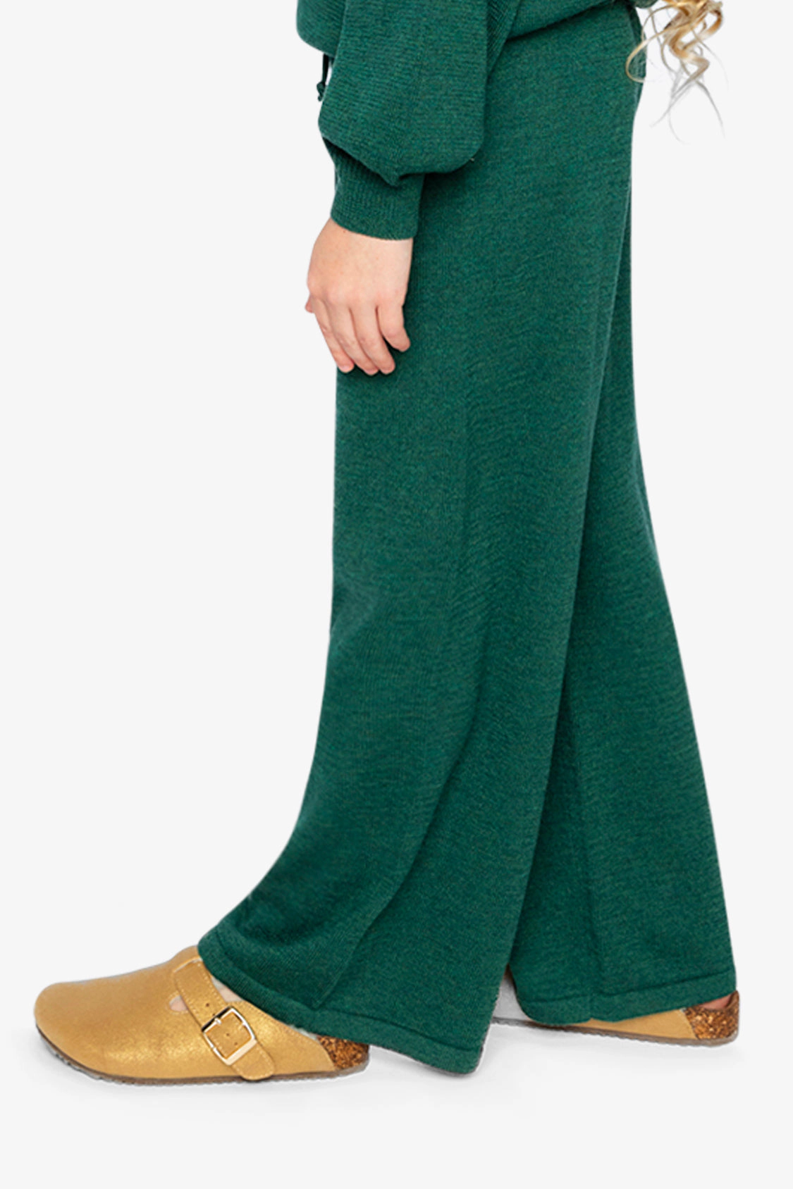 Deux par Girls Drawstring Knitted Wide-Leg Flare Pants