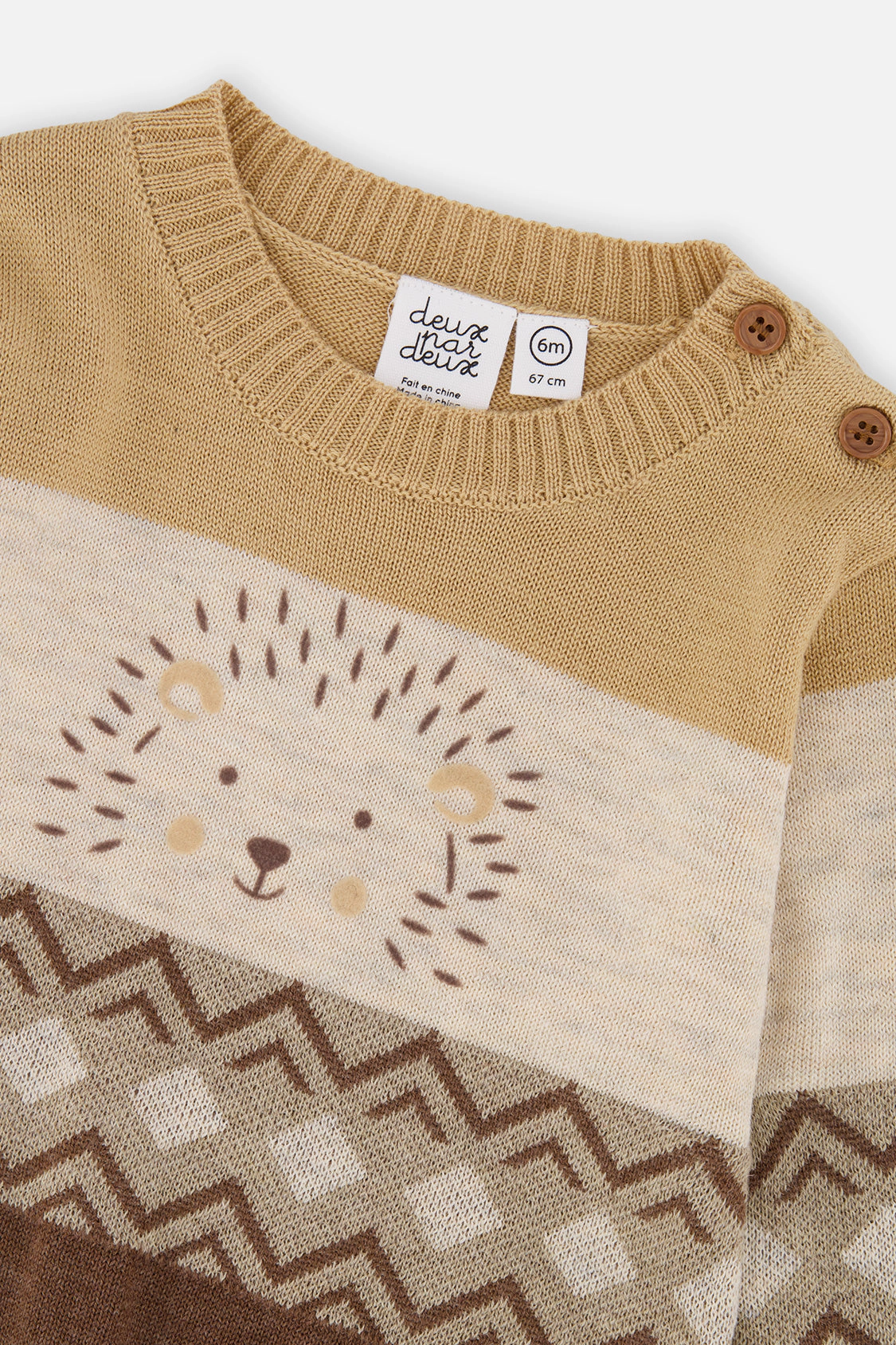 Deux par Deux Boys Knitted Hedgehog Intarsia Fair Isle Sweater and Pants Set