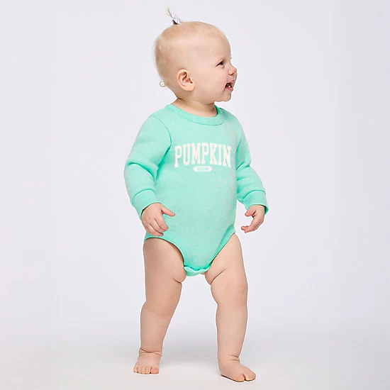 The Juniper Shop - Infant Fleece BodySuit - Pumpkin Season Varsity Cream