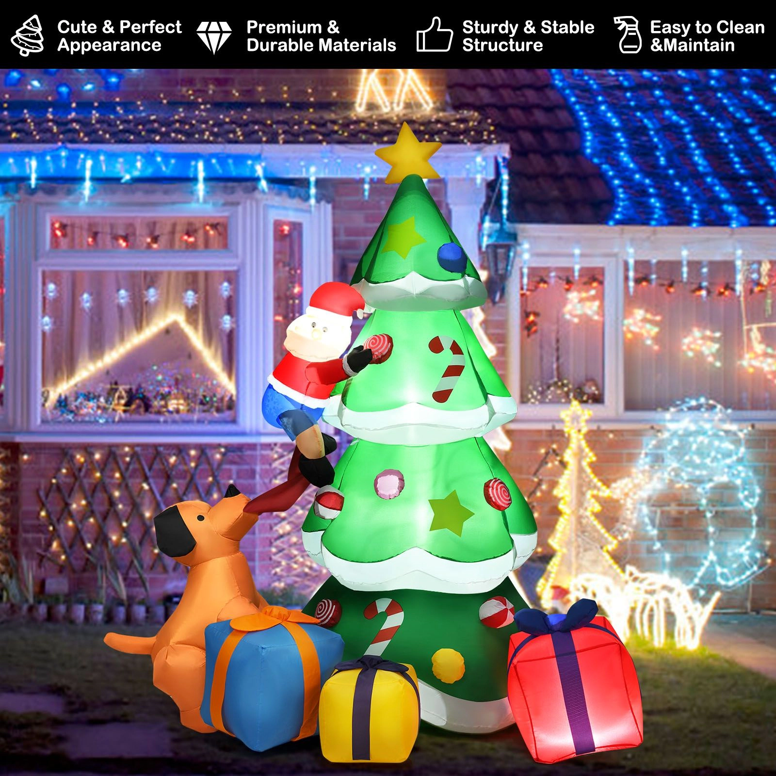 SlickBlue Unisex 7 Feet Lighted Inflatable Christmas Tree Decor