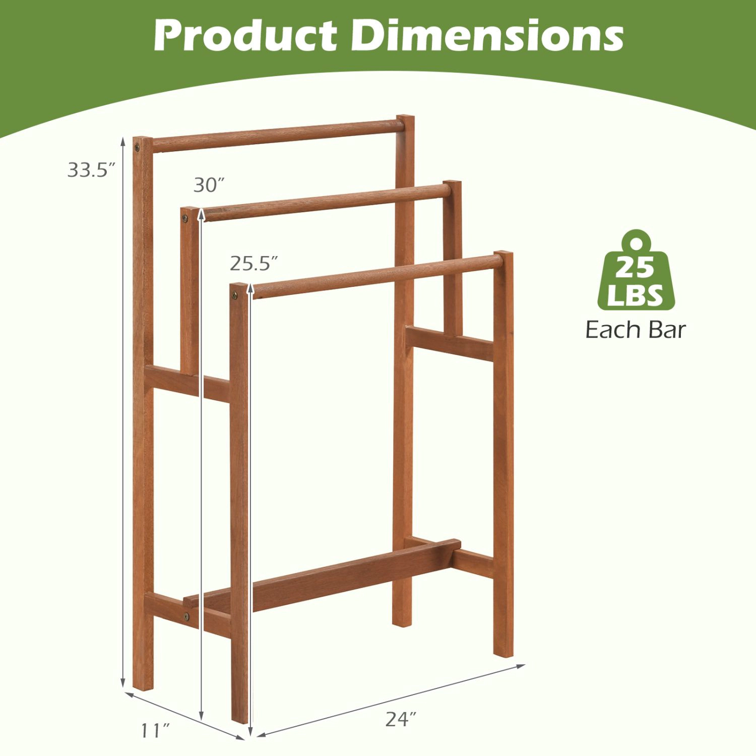 SlickBlue Wooden Towel Rack Stand, 3-Tier Freestanding Organizer