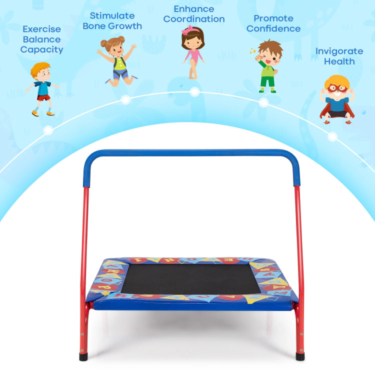 Hivvago 36 Inch Kids Indoor Outdoor Square Trampoline with Foamed Handrail
