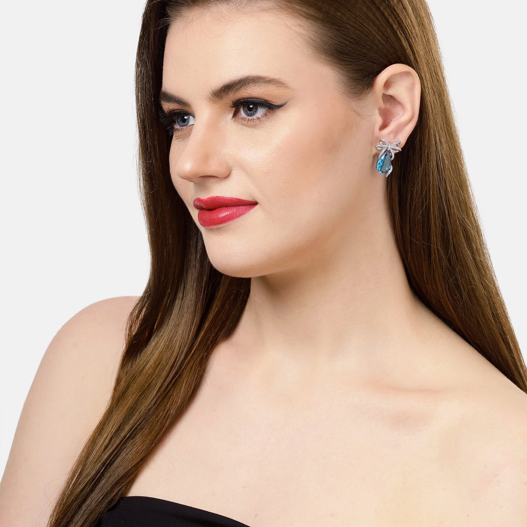 AGP PARIS Womens Charming Light Blue Drop Earrings