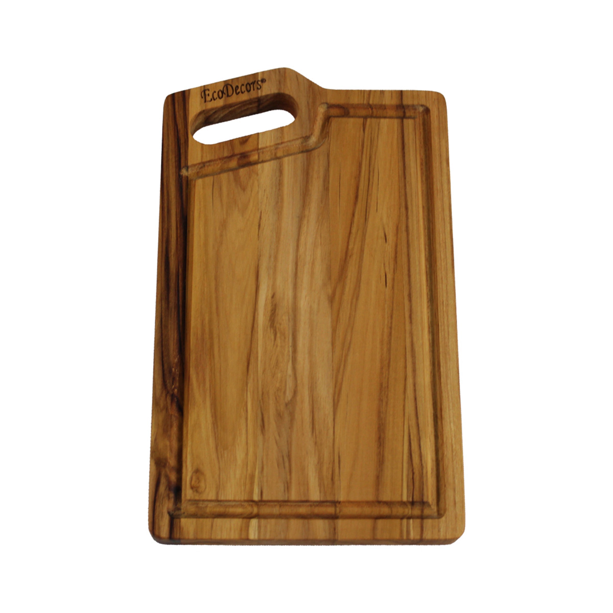 EcoDecors 10" x 6" Teak Edge-Grain Cutting Board - Reversible, Natural Finish