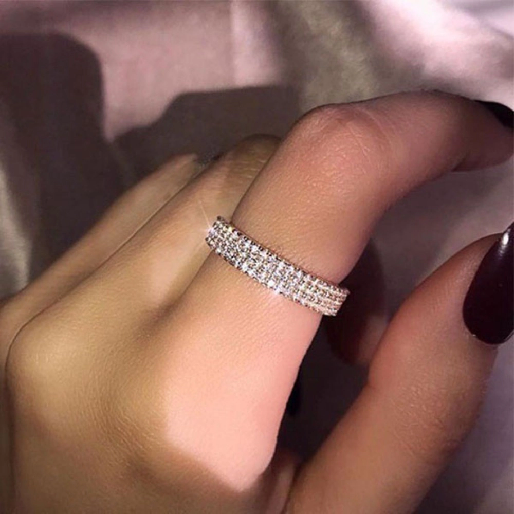 Brilliant Zirconia Finger Ring Female Engagement Ceremony Accessories