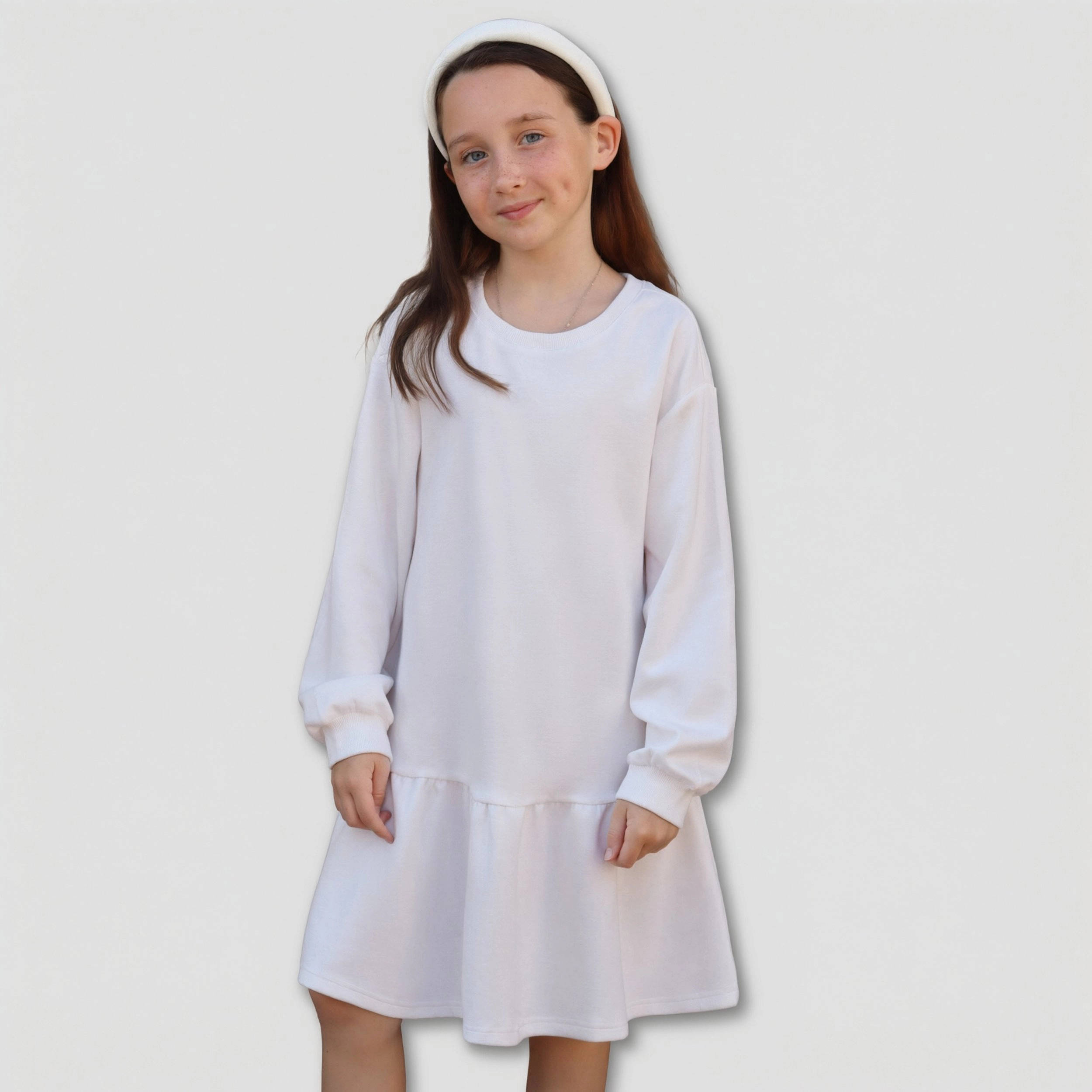 Arshiner Girls Dresses Long Sleeve Pullover Tops Drop Shoulder Sweatshirt Casual Dress with Pockets