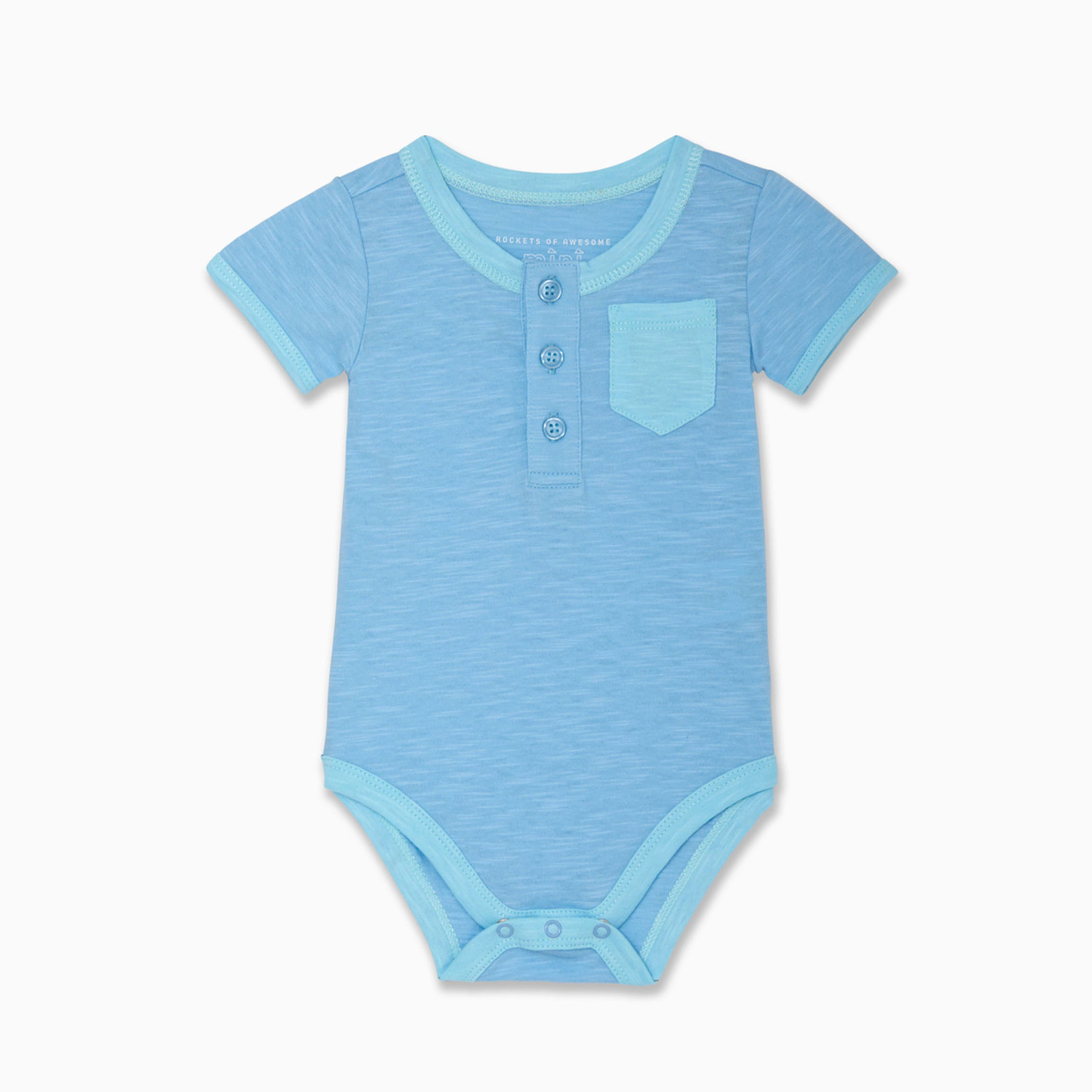 Rockets of Awesome Henley Short Sleeve Bodysuit For Baby Boy