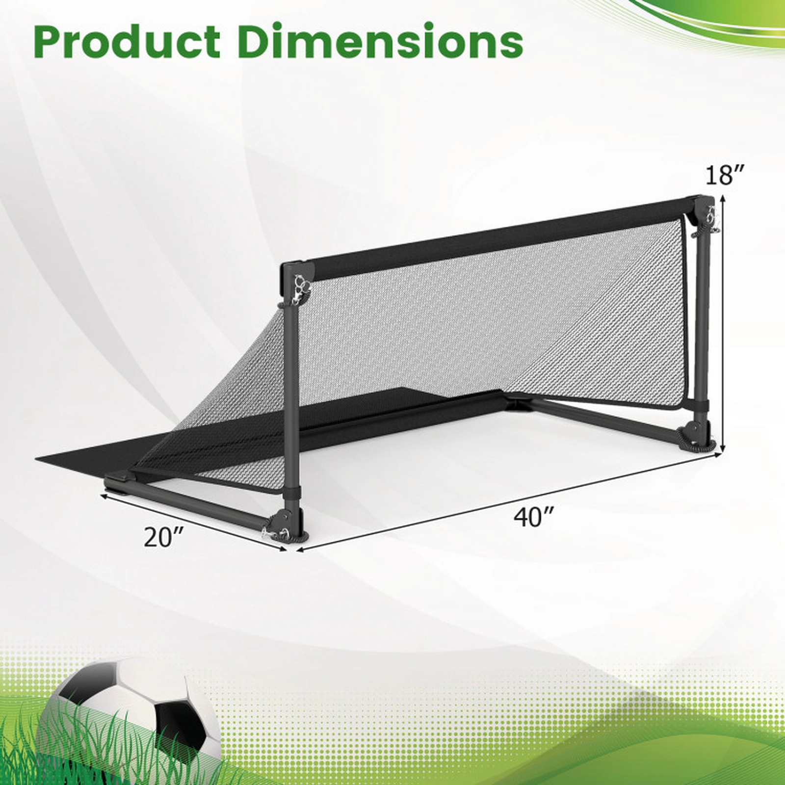 SUGIFT Toddler Black Small Pop Up Soccer Goal with Foldable Powder Coated Metal Frame and PE Net