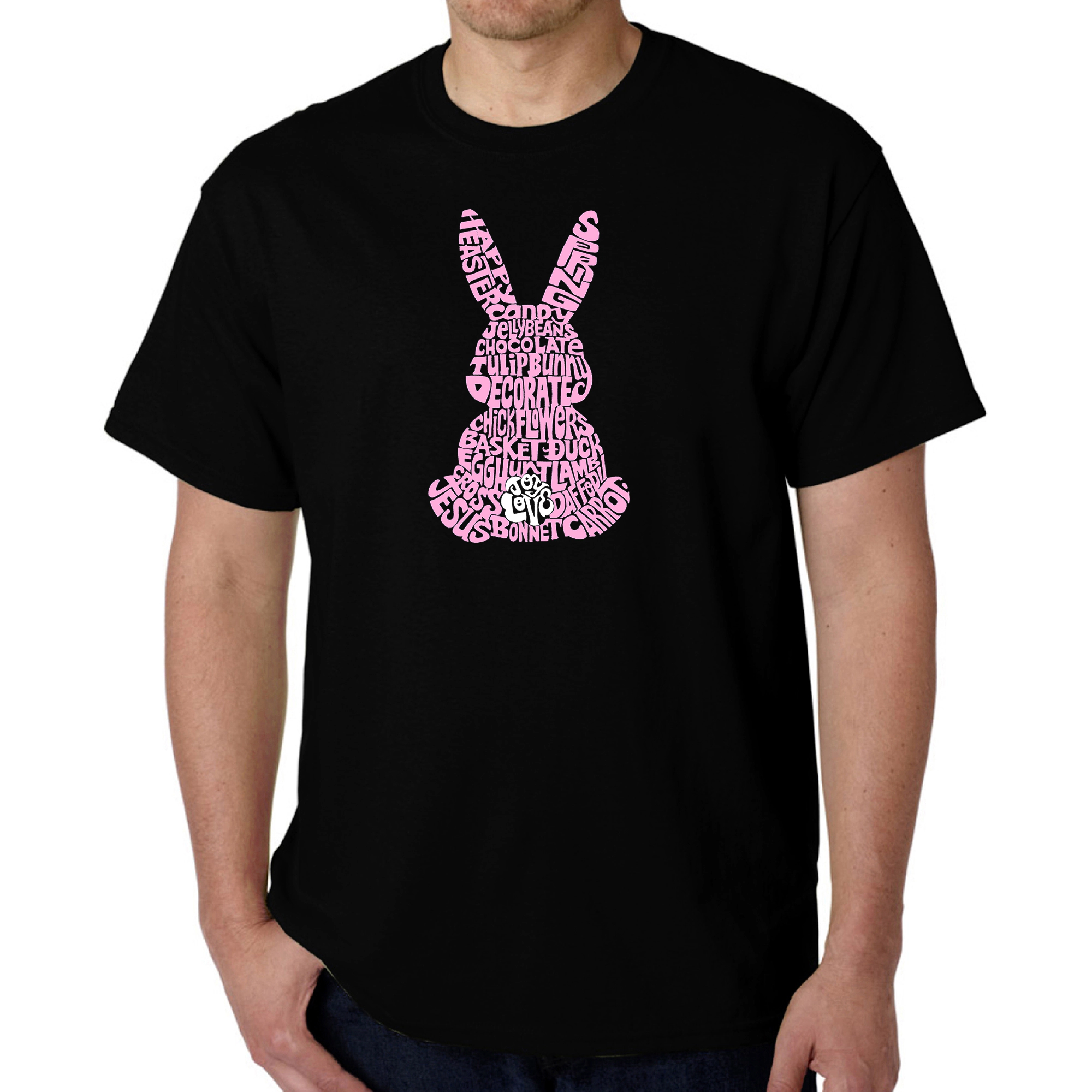 LA Pop Art Men's Easter Word-Art Cotton T-Shirt, Short Sleeve, Crew Neck