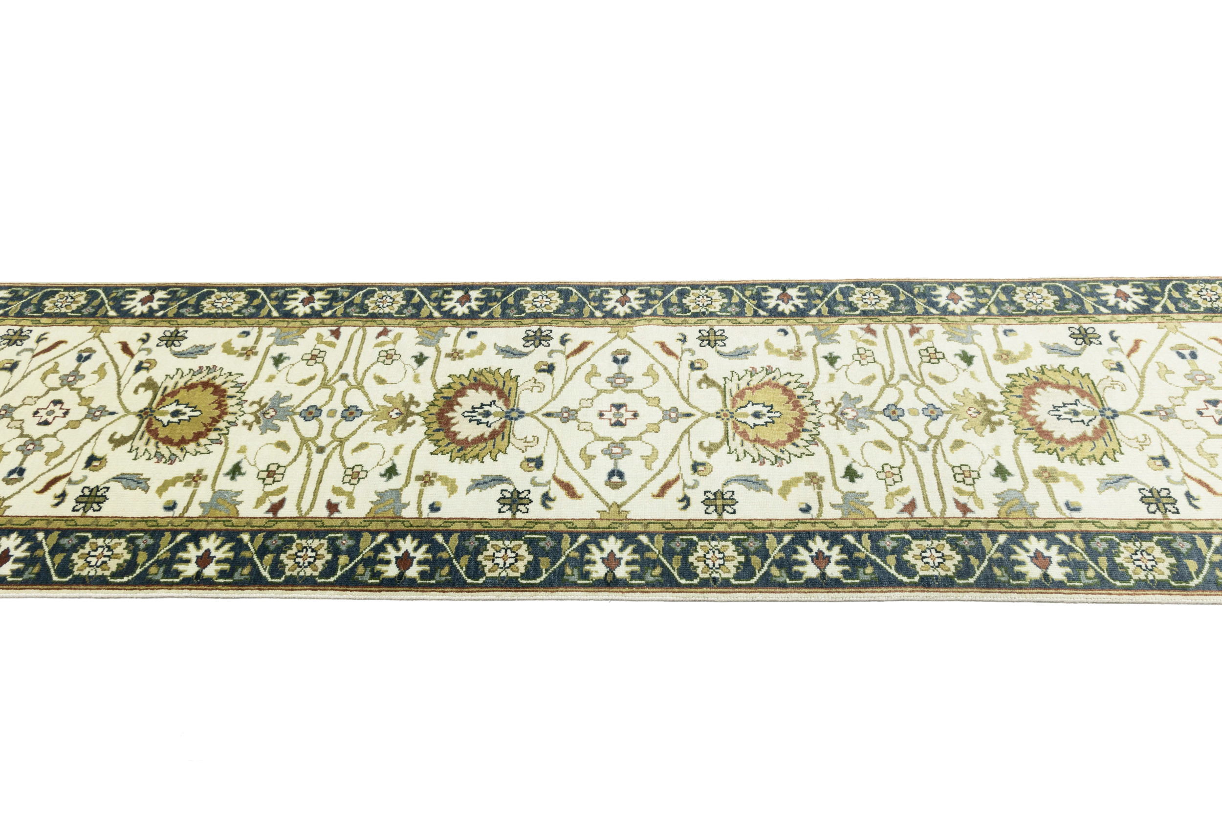 Magic Rugs Cream Floral Osh Chobi 3X13 Peshawar Oriental Runner Rug