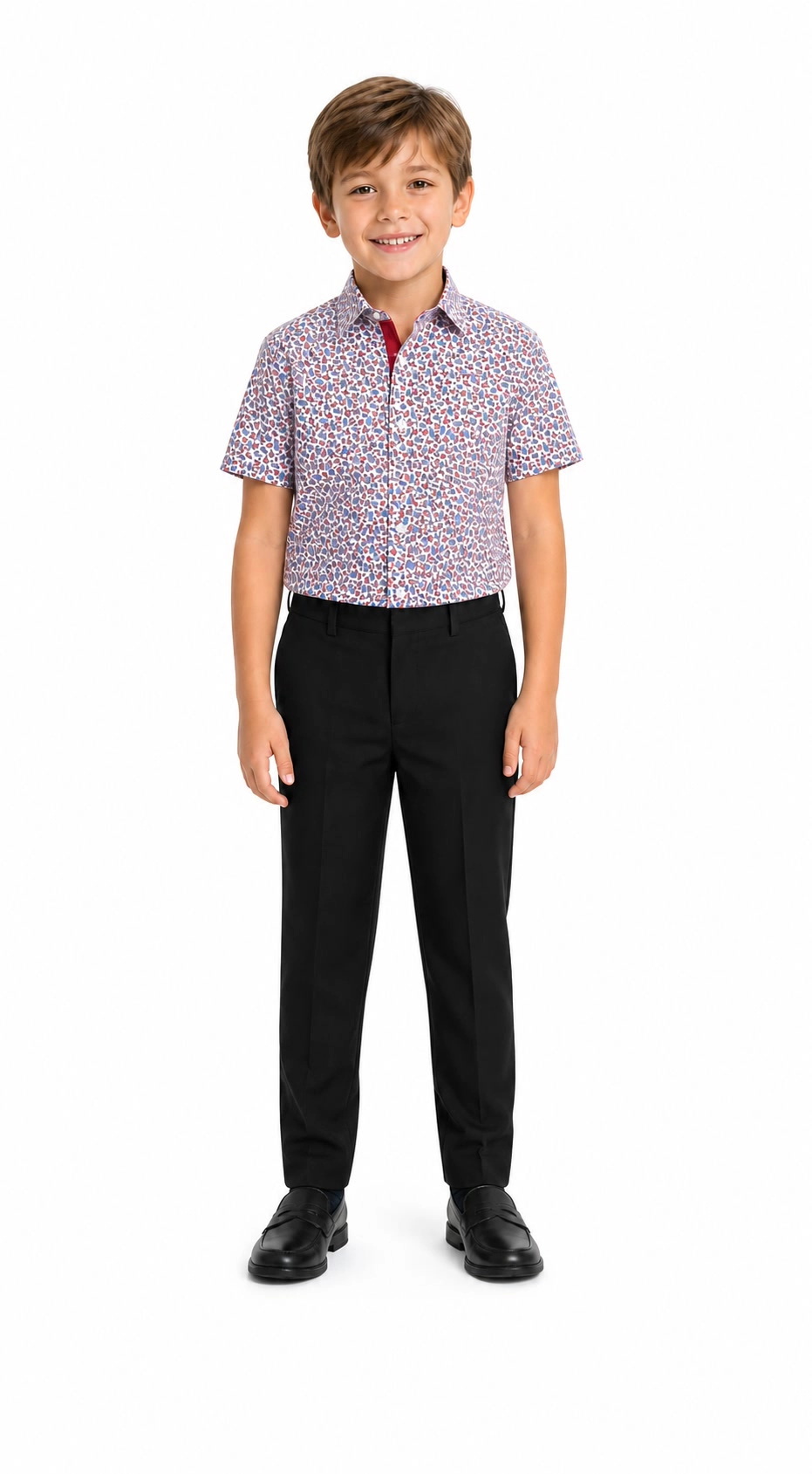 Elie Balleh Boys Slim Fit Paisley Short Sleeve Shirt