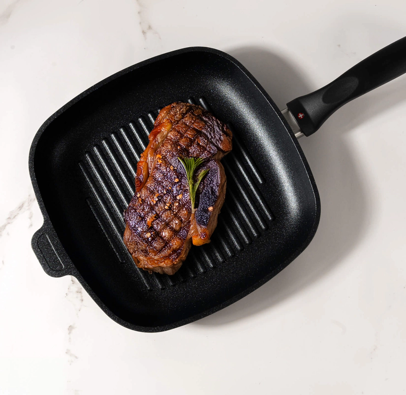 Swiss Diamond Nonstick Square Grill Pan - 9.5" x 9.5" Diamond-Coated, Oven Safe