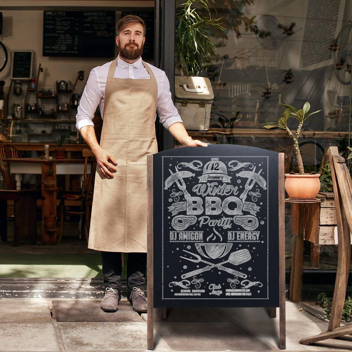 SlickBlue Double Sided Chalkboard Sign Stand for Outdoor Display