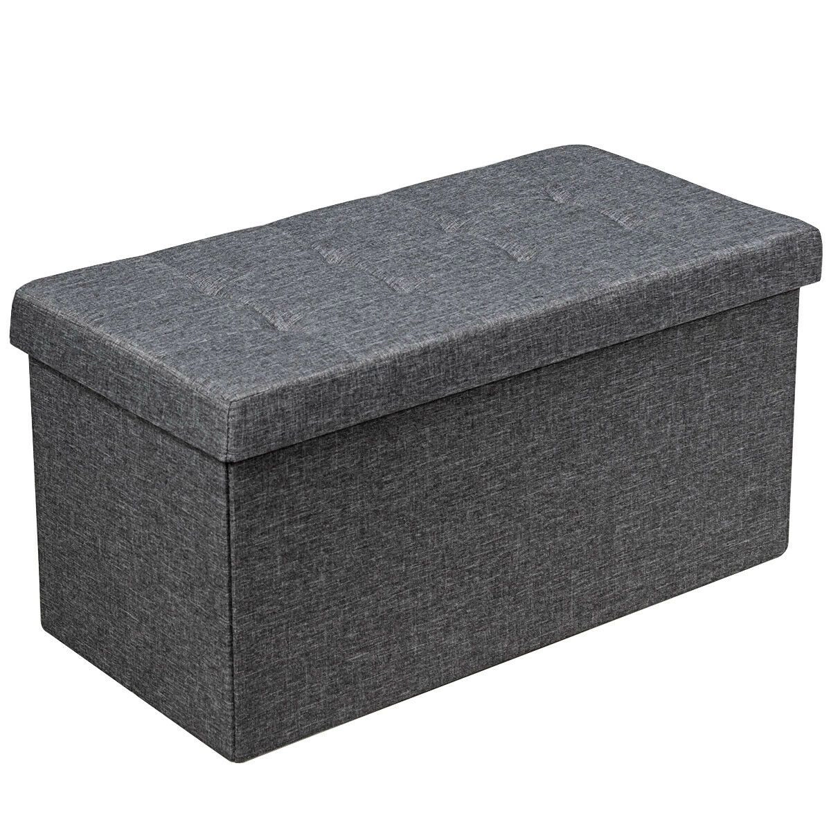 SlickBlue Storage Ottoman Bench with Foldable Design and Removable Bin