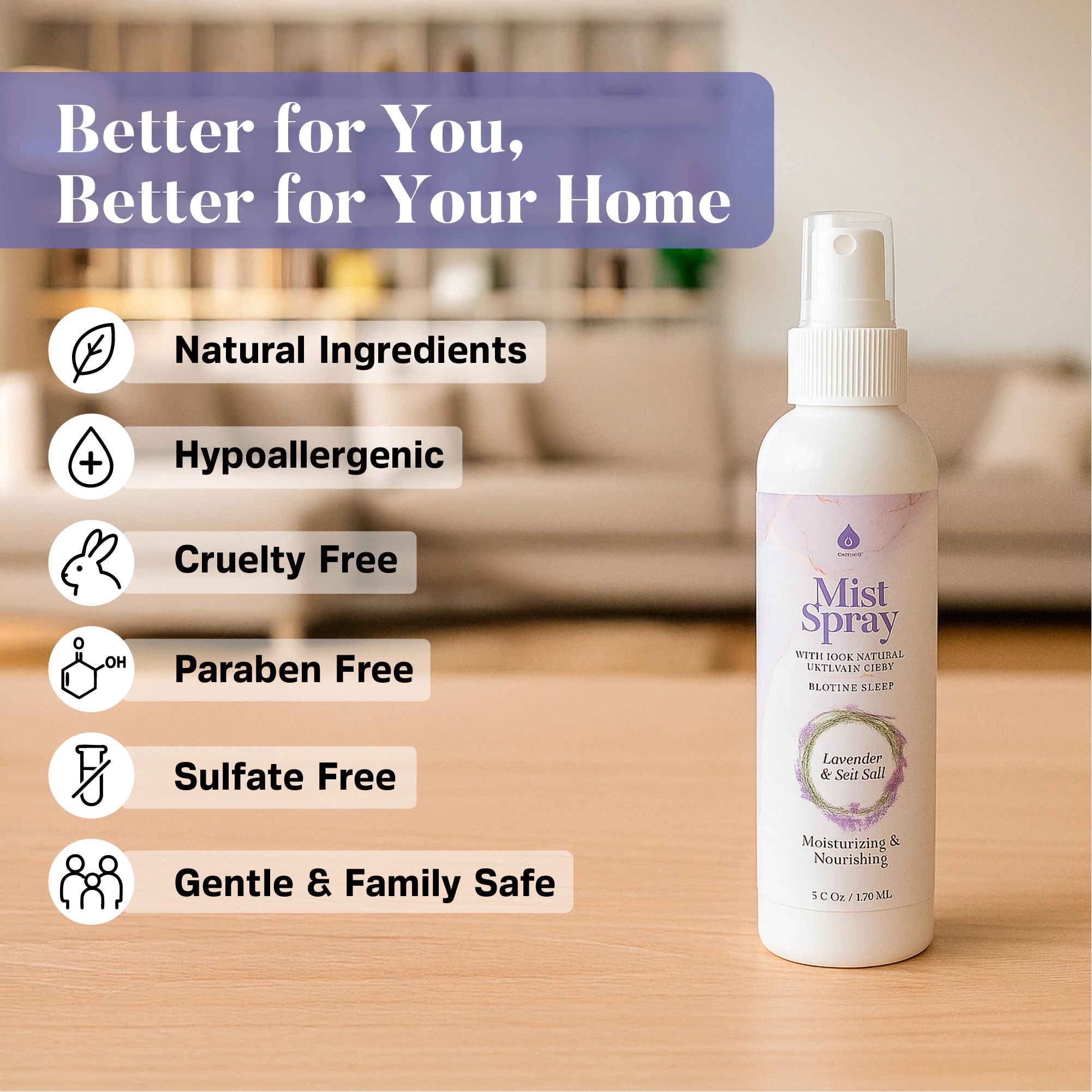Pursonic Unisex Aromatherapy Lavender & Sea Salt Mist Spray with 100% Natural Essential Oils