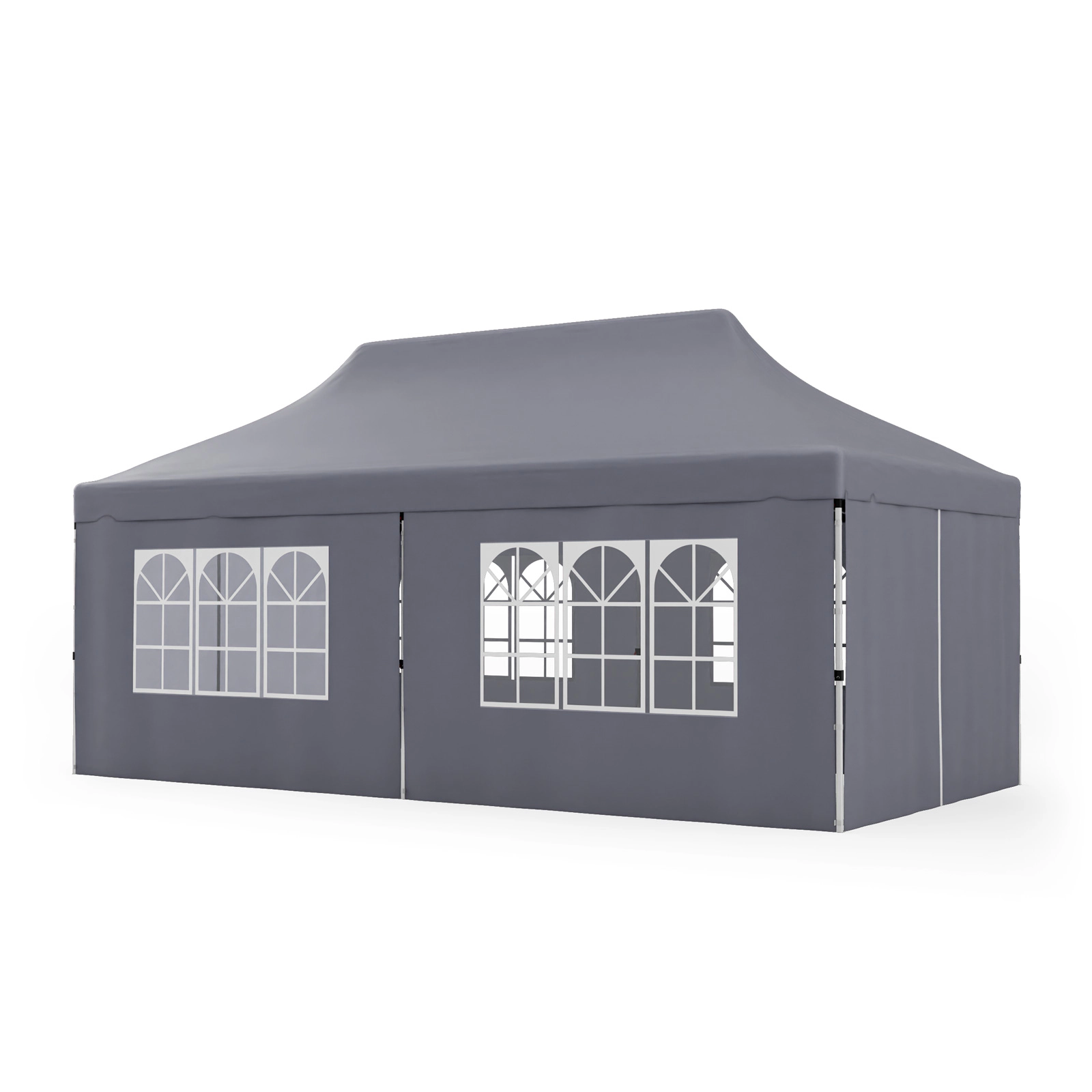 SUGIFT Gray 10-ft by 20-ft 3-Level UPF50+ 210D Oxford Pop Up Canopy Tent with 6 Sidewalls and Windows