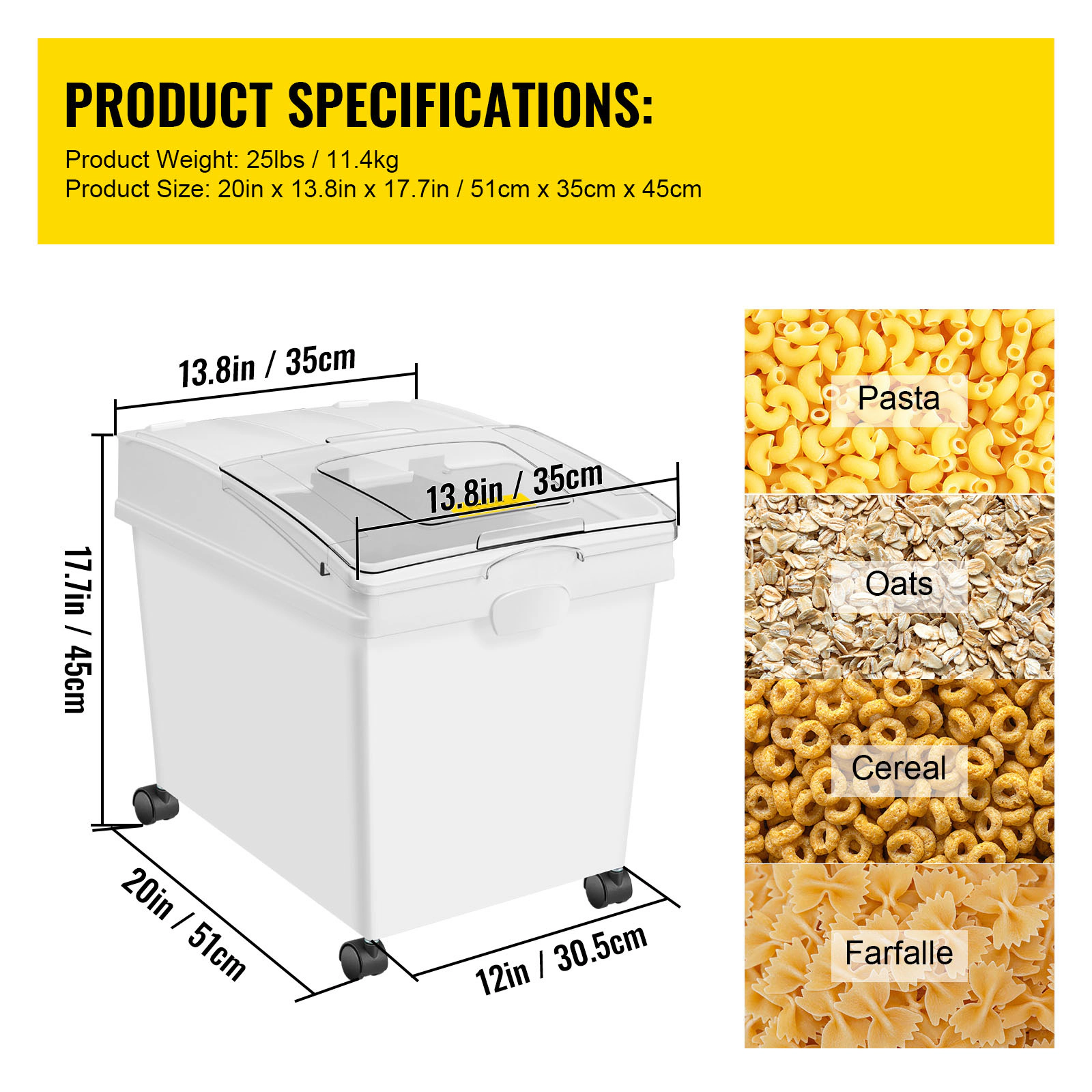 HONGGE 3-Pack 40L/10.5-Gallon Large Rice Storage Container Set with Wheels & Scoops, Airtight Pet Food Bin